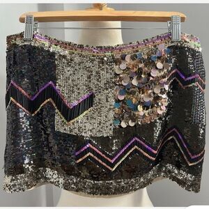 All saints sequin Embellished Skirt with Zigzag Pattern